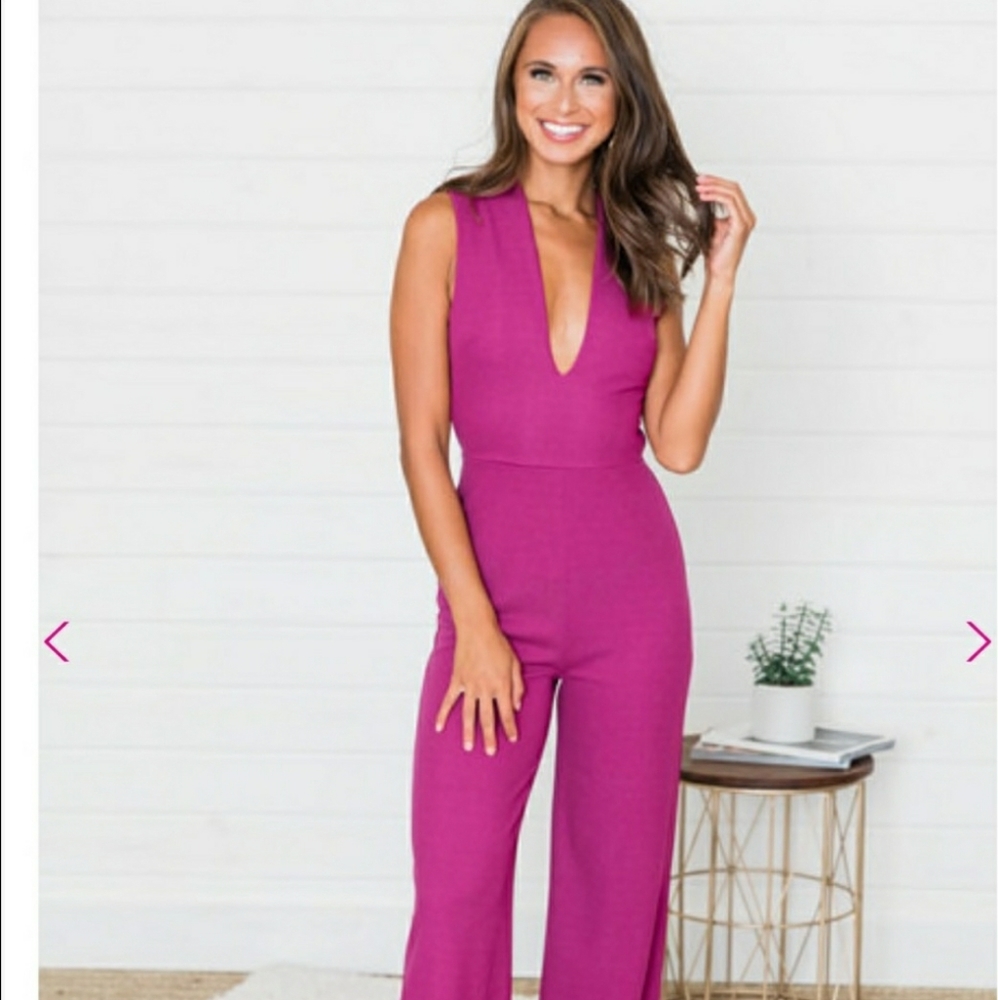 crazy for your love magenta jumpsuit